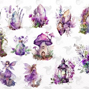 Watercolor Purple Fairy - Fantasy Floral Spring Clip Art Graphics in ...