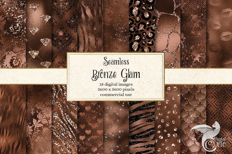 Bronze Glam Digital Paper Seamless Bronze Digital Paper Foil Etsy