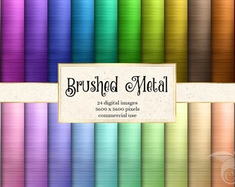 Brushed Metal Backgrounds Digital Paper - a brushed metal texture in 24 colors instant download for commercial use