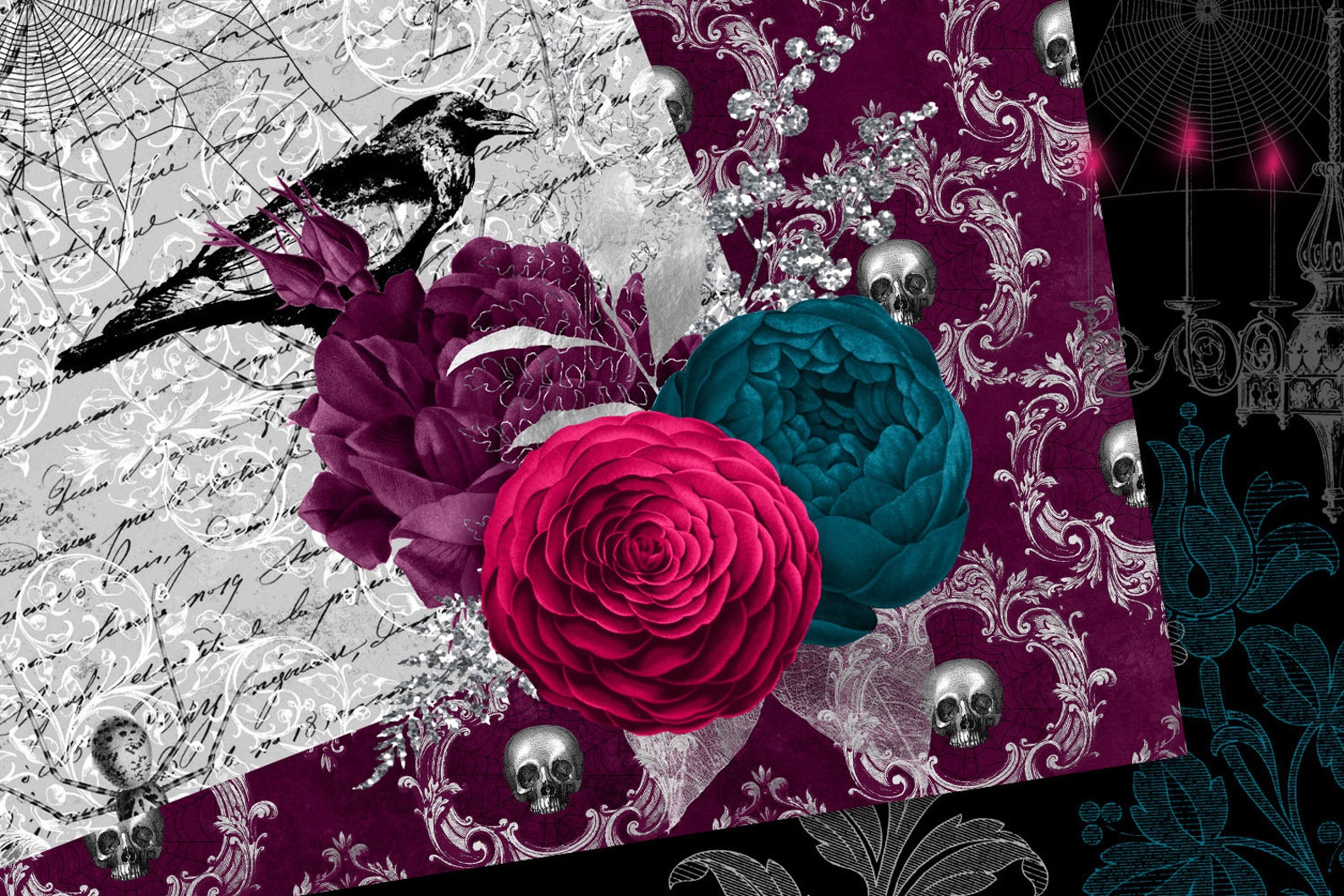 Gothic Enchantment Digital Scrapbooking Kit Gothic Valentine Etsy