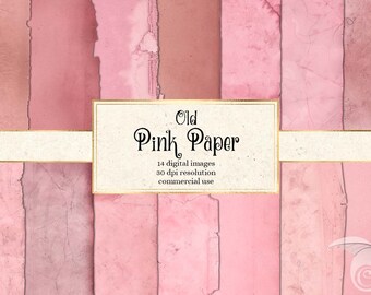 Pink Distressed Paper Texturen, Vintage Papier (Digital)