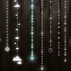Gloeiende lichten clipart, gloeiende sterren clip art lichtslingers, bruiloft clipart, feestverlichting, koorden, strengen, digitale instant download