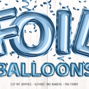 Dusty Blue Foil Balloon Alphabet Clip Art - gráficos digitales de descarga instantánea en formato PNG para diseños de celebración y fiesta de uso comercial