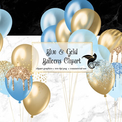 Navy and Gold Balloons Clipart Glitter Balloon Png Digital - Etsy