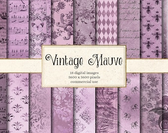 Vintage Mauve digital paper, rustic lavender textures, distressed antique purple backgrounds, printable scrapbook paper, commercial use