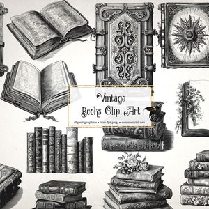 Vintage boeken clipart-grimoire fantasy clip art graphics voor gewijzigde kunst of ongewenste tijdschriften direct downloaden