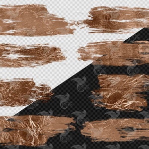 Rose Gold Foil Brush Strokes Clip Art - Faux Gold Flake Digital Border ...