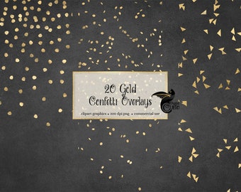 Gold Confetti Overlays, PNG Clipart (Digital Download)