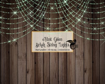 Mint Green Bokeh Sparkling String Lights, Digital Overlay PNG Fairy Lights, wedding light, aqua baby shower, glitter shimmer sparkle