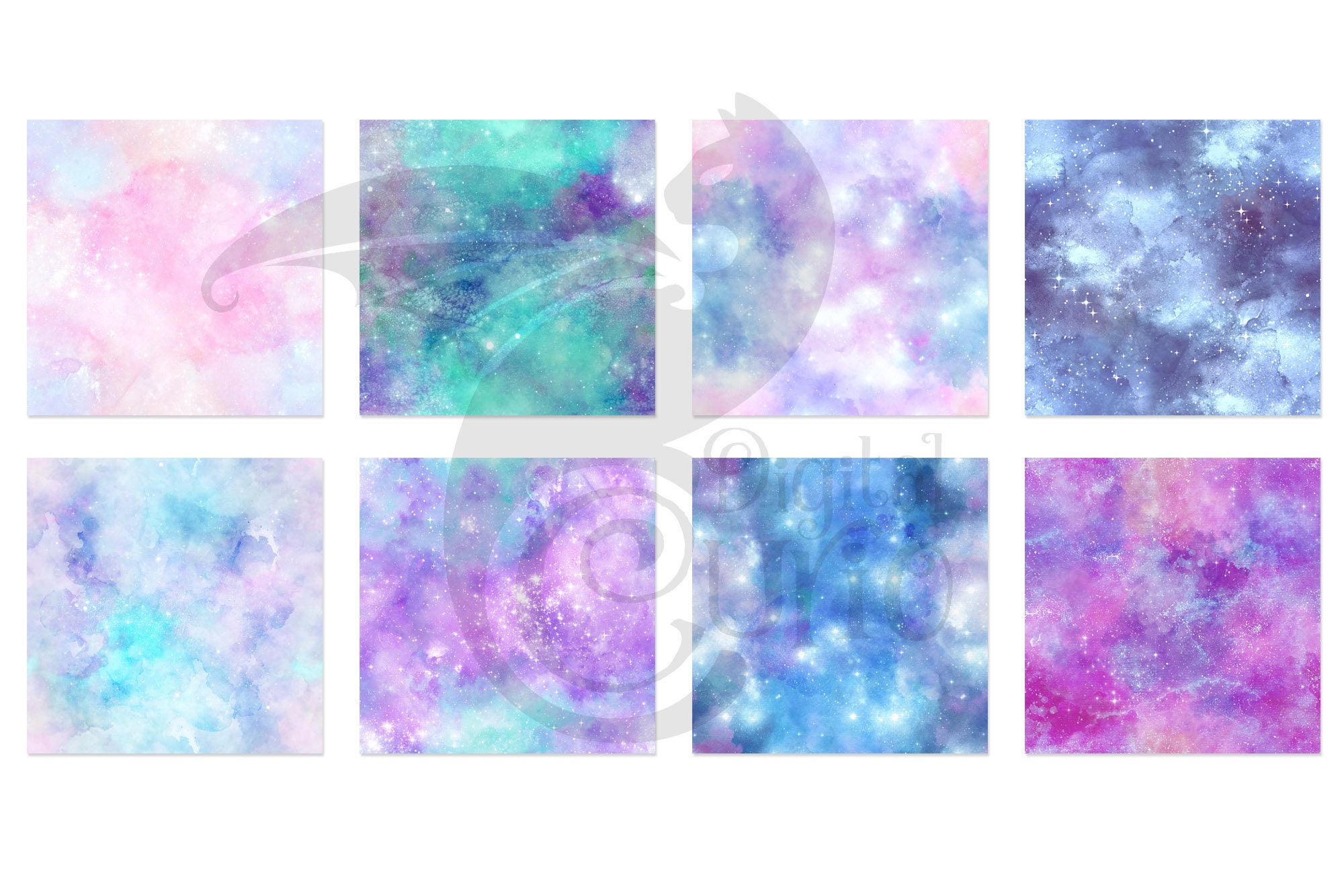 Watercolor Galaxy Digital Paper, Starry Night Sky (seamless, Printable ...