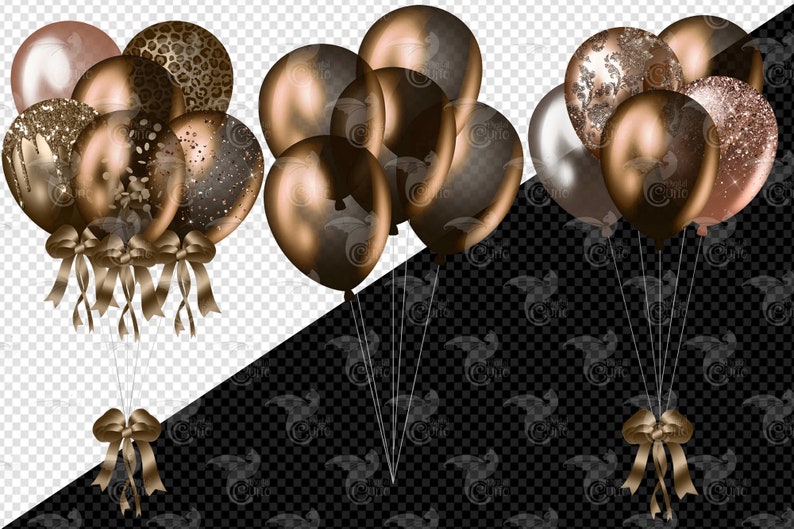 Bronze Balloons Clipart Digital Clip Art Graphics for Party Etsy