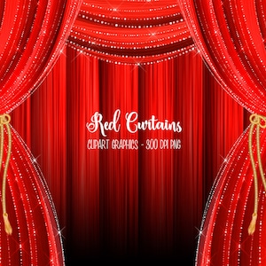 Imágenes Prediseñadas de cortinas rojas, gráficos de imágenes prediseñadas de telón de fondo de cortina roja, cortinas de escenario, cortinas de teatro, cortinas rojas y doradas, superposiciones, fondos