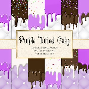 Purple Tufted Cake Digital Paper - dripping chocolate frosting quilted wedding backgrounds printable scrapbook paper