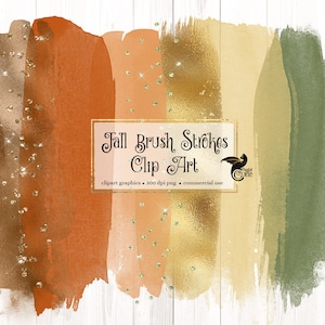 Fall Brush Strokes Clipart, herfst glitter aquarel verf elementen in digitale PNG formaat sublimatie instant download voor commercieel gebruik