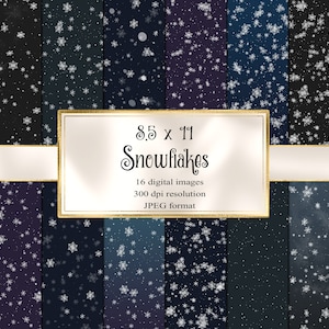Snowflakes Digital Paper - snowflake backgrounds printable instant download for commercial use
