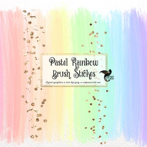 Pastel Rainbow Brush Strokes Clipart - gráficos png en formato digital descarga instantánea para uso comercial