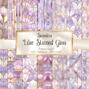 Lilac Purple Stained Glass Digital Paper, seamless printable textures printable scrapbook paper