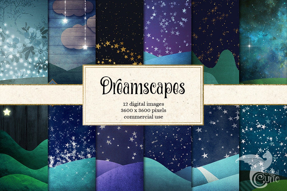 Download Dreamscapes Digital Paper Backgrounds Fantasy Night Sky Etsy