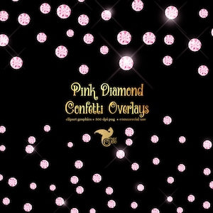 Pink Diamond Confetti Overlays, digital diamond clip art png rhinestone, gems, jewels, glam confetti photo overlays, digital download