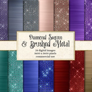 Diamond Sequin and Brushed Metal Textures, Digital Paper and png overlays, glam sparkle diamanté backgrounds, sparkle glitter graphics