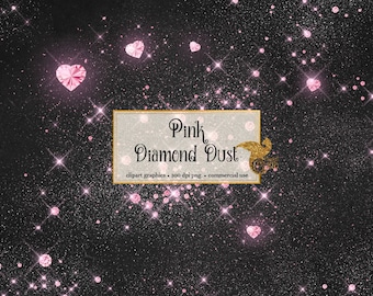 Imágenes prediseñadas de polvo de diamante rosa, superposiciones de brillo y destellos (PNG digital)