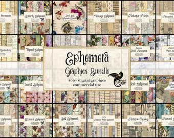 Bundle de graphiques éphémères, clipart discount et papier numérique, scrapbooking numérique, éphémères numériques vintage, papier numérique rustique