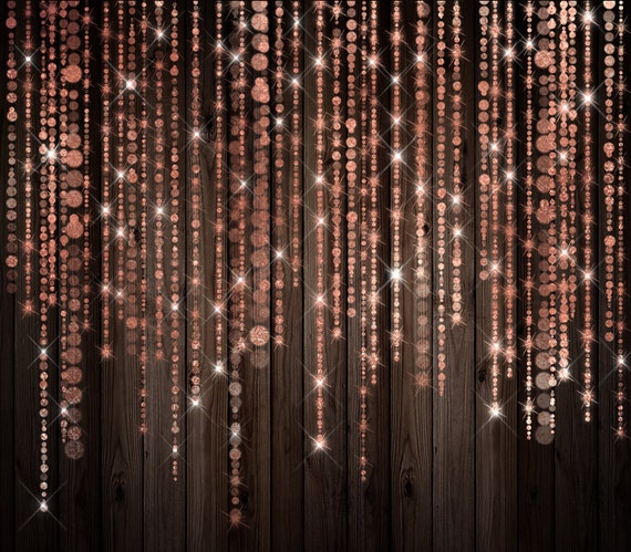 Rose Gold Bokeh Sparkling String Lights Digital Overlay PNG Fairy