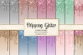 Dripping Glitter Digital Paper, glitter backgrounds, glitter frosting drips, printable scrapbook paper, birthday or baby shower invitations