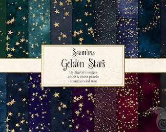 Gold Star digitaal papier, naadloze plakboekachtergronden (digitale download)