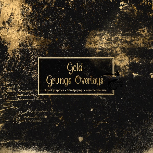 Gold Grunge Overlays, peinture en détresse scintillante d'or numérique, poussière et rayures, téléchargement instantané, feuille d'or à usage commercial PNG clipart