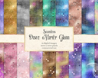 Disco Mirror Digital Paper – Seamless Glitter Backgrounds (Digital Download)