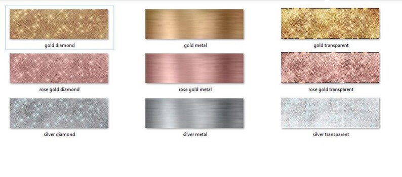 Shimmer Strips Clipart Rose Gold, Gold and Silver Diamond and Brushed Metal Borders, glitter glam sparkle png graphics and textures image 3