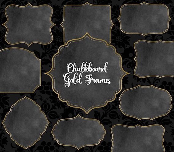 rose gold border frame clip art chalkboard and gold frame png instant download chalkboard frames Chalkboard Rose Gold Frames Clipart