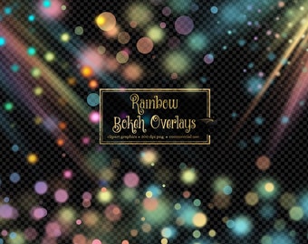Rainbow Bokeh Light Effects – Photo Overlays (PNG, Digital Download)
