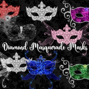 Diamant Masken Clipart, Karneval Maske ClipArt, Karneval Grafik, venezianische Maske, Kostüm Party digitaler sofortiger Download kommerzielle Nutzung