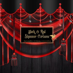 Imágenes Prediseñadas de cortinas de brillo negro y rojo, gráficos de imágenes prediseñadas de telón de fondo de cortina digital, cortinas de escenario, cortinas de teatro, superposiciones de png de cortina