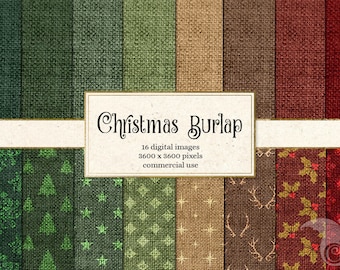 Christmas Burlap Digital Paper Pack – Holiday Textures (Digital Download)