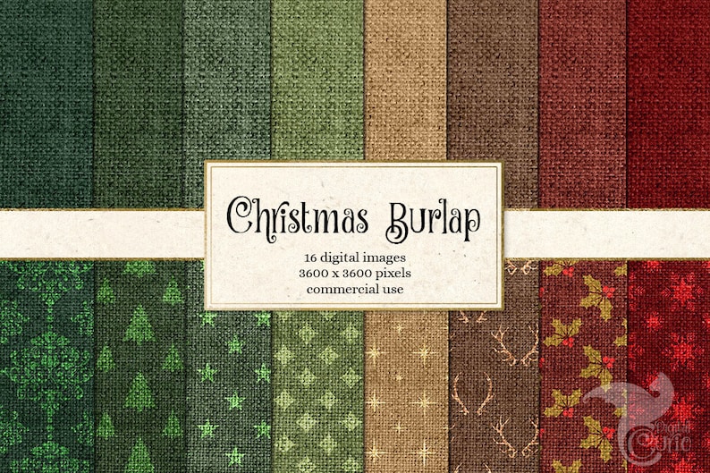 Christmas Burlap Digital Paper Linen Natural Backgrounds, Textures, Holiday Digital Scrapbook Paper Pack Instant download image 1