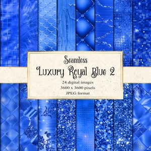 Luxe Royal Blue digitaal papier 2, naadloos blauw plakboekpapier, felblauwe glitter, digitaal papier, blauwe pailletten, metaal, metallic