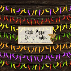 Chili Pepper String Lights Clip Art, fiesta red pepper lights, string lights clipart, chili pepper vectors, party, cinco de mayo clipart