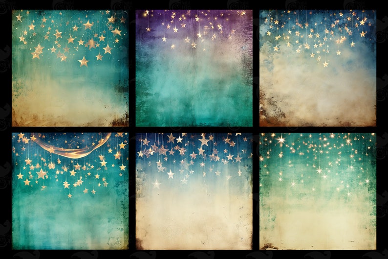 Gold Starry Night Grunge Digital Paper Pack (digital Download) - Etsy