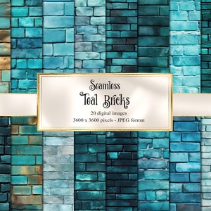 Papel digital de texturas de ladrillo verde azulado, papel digital de pared de ladrillo rústico turquesa transparente fondos de tablones de madera de papel de álbum de recortes para imprimir