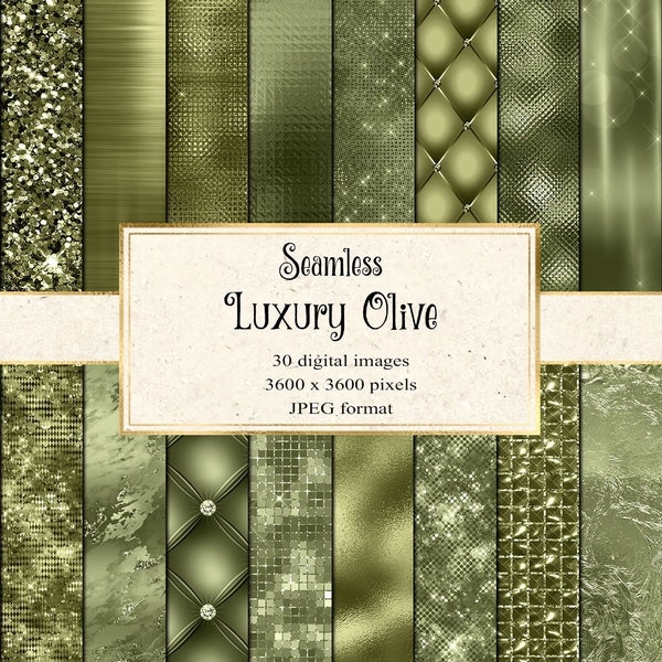 Luxury Olive Digital Paper, seamless metallic green textures, green glitter and foil, moss green sequin instant download commercial use