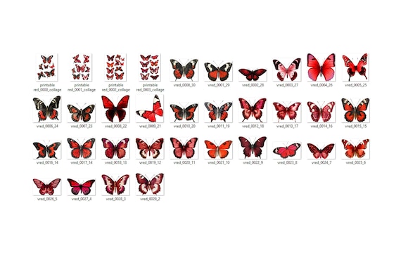 Vintage Red Butterflies, Vintage Butterfly Clipart, Antique