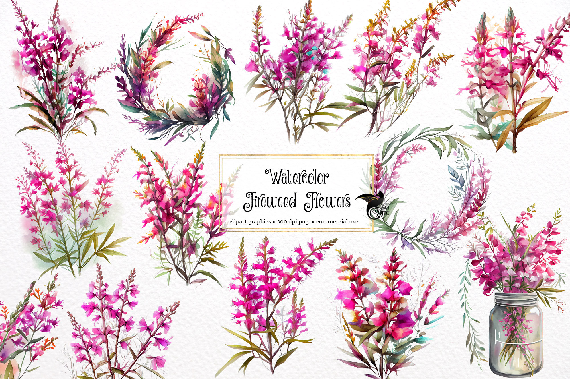 Watercolor Fireweed Flowers Clipart Floral Alaskan Flowers and Bouquets in  PNG Format Instant Download for Commercial Use - Etsy Finland