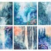 Watercolor Forest Waterfall Backgrounds, Floral Landscape (digital ...