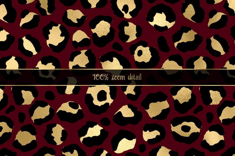 Download Clip Art Art Collectibles Burgundy And Gold Leopard Digital Paper Red Safari Animal Print Art Deco Style Digital Art Commercial Use Seamless Leopard Spot Patterns