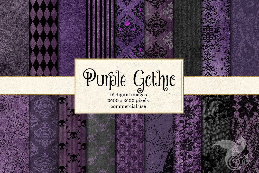 Download Purple Gothic digital paper skull damask Halloween ...