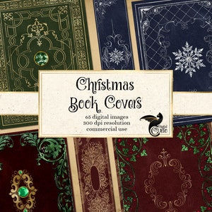 Kit digital de portadas de libros de Navidad, cubiertas de libros antiguos decorativos 8.5 x 11 descarga instantánea de imágenes prediseñadas digitales y uso comercial de papel digital