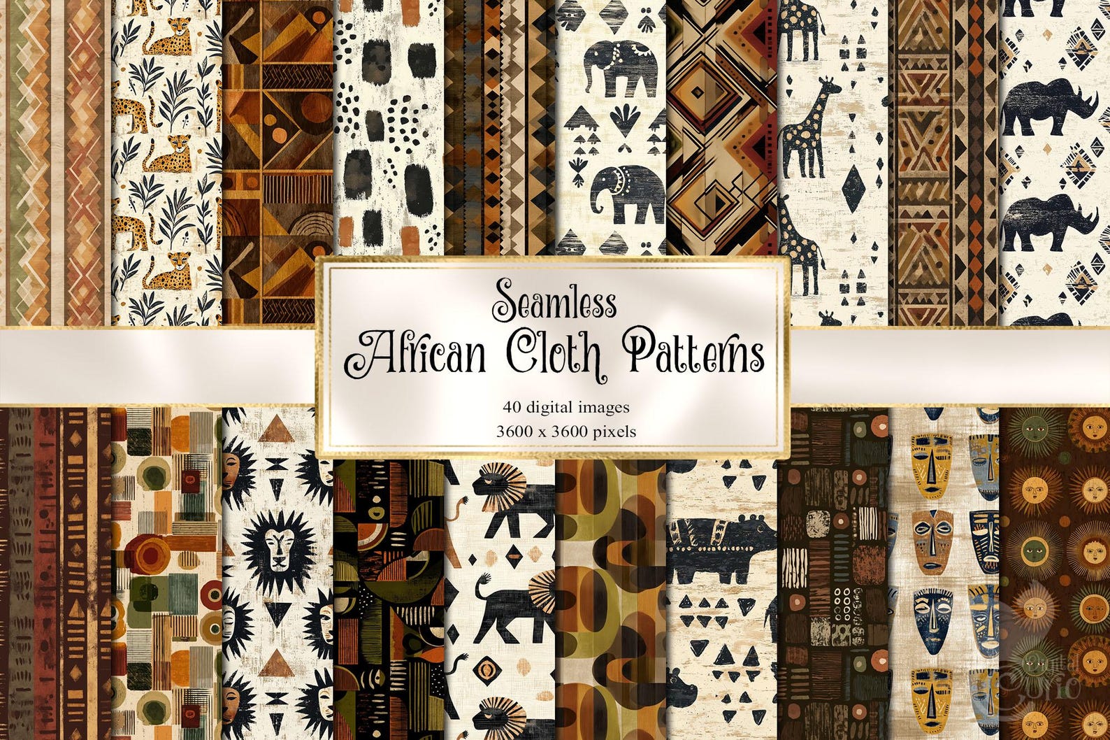 African Background Paper African Seamless Digital Papers | Seamless Tribal Patterns | Earth Tone ...